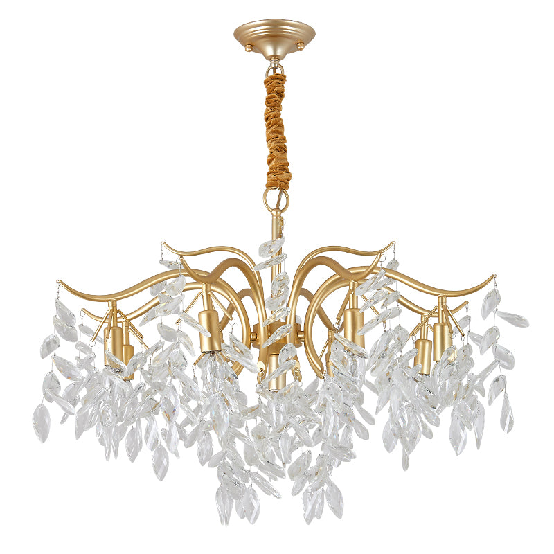 antique brass chandelier with crystals