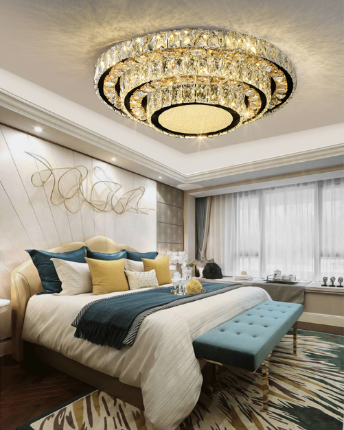 led crystal ceiling light flush mount with Stepless Remote