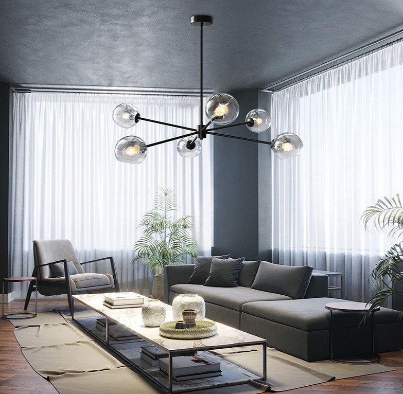6-Light Notch Branches Glass Chandelier
