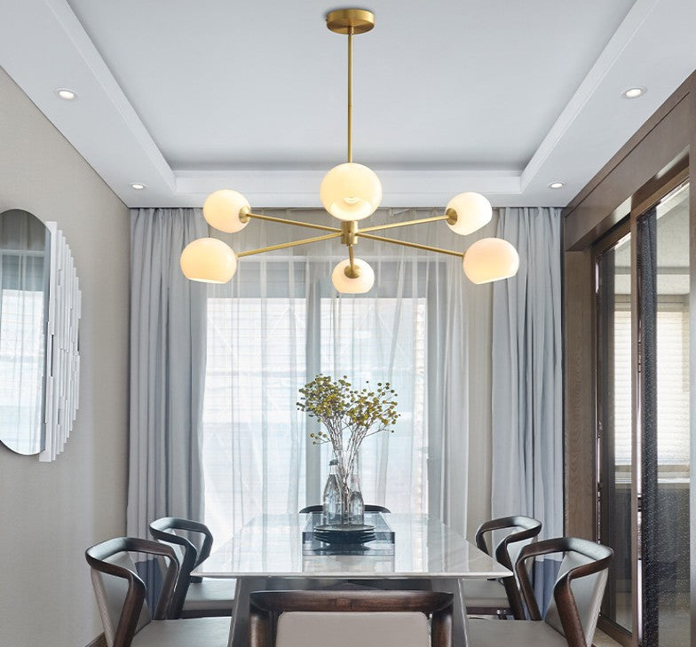 6-Light Notch Branches Glass Chandelier