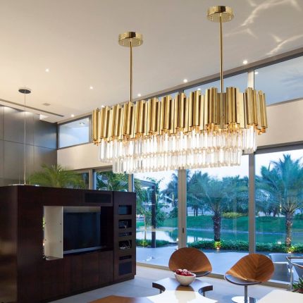 rectangular chandelier with shade