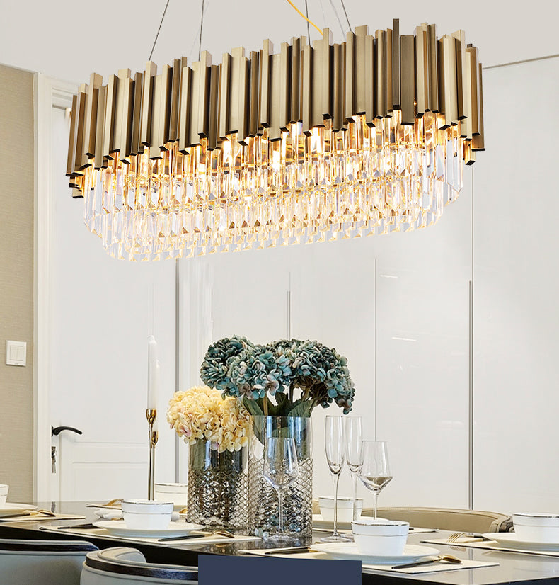 rectangular crystal chandelier dining room