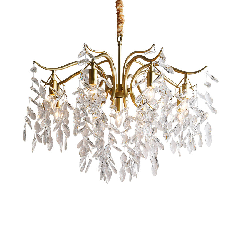 vintage brass chandelier with crystals